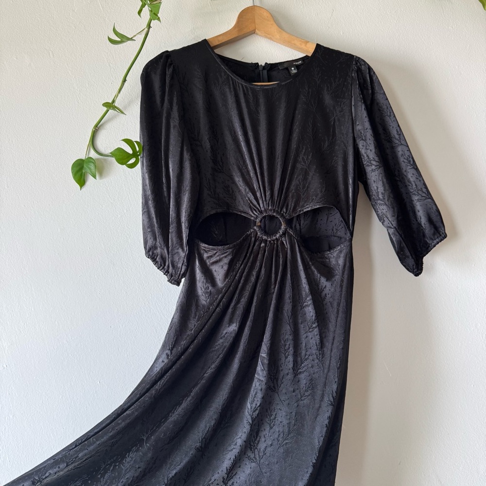 Aqua Black 'O Ring' Cutout Puff Sleeve Cocktail Dress Size S